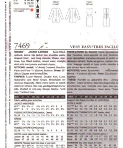 Vogue 7469 Jacket, Dress Size: 18-20-22 Uncut Sewing Pattern - Image 2
