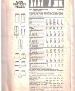 Vogue 8257 Tennis Dress, Shorts Size: 12 Uncut Sewing Pattern - Image 2