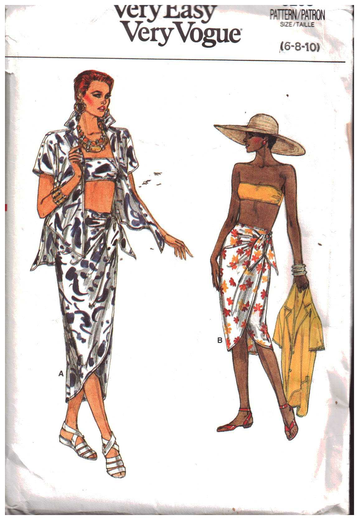 Vogue 9298 Shirt, Skirt, Bra Size: 6-8-10 Uncut Sewing Pattern