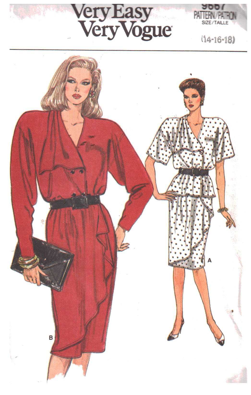 Vogue 9667 Top, Skirt Size: 14-16-18 Uncut Sewing Pattern