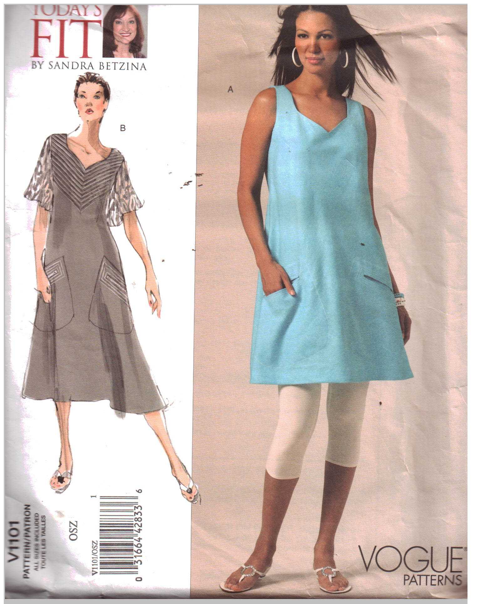 Vogue V1101 Tunic, Dress by Sandra Betzina Size: OSZ Uncut Sewing Pattern
