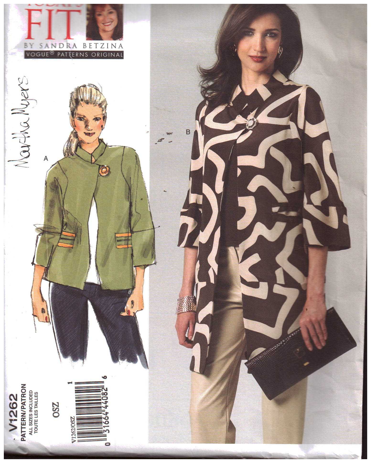 Vogue V1262 Jacket by Sandra Betzina Size: OSZ Uncut Sewing Pattern