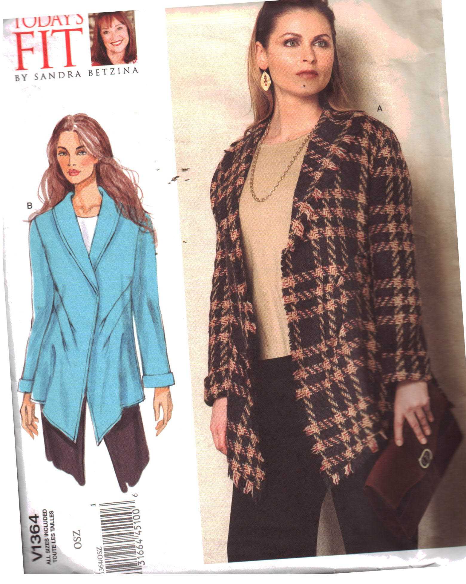 Vogue V1364 Jacket by Sandra Betzina Size: OSZ Uncut Sewing Pattern