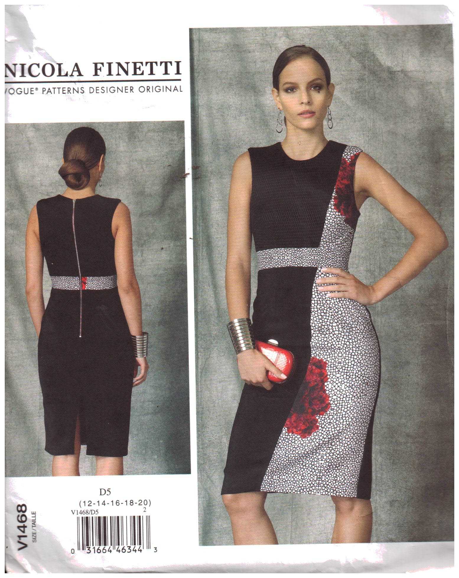 Vogue V1468 Dress by Nicola Finetti Size: D5 12-14-16-18-20 Uncut Sewing Pattern