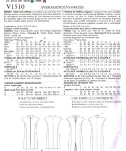 Vogue V1510 Tunic, Dress by Sandra Betzina Size: OSZ Uncut Sewing Pattern - Image 2