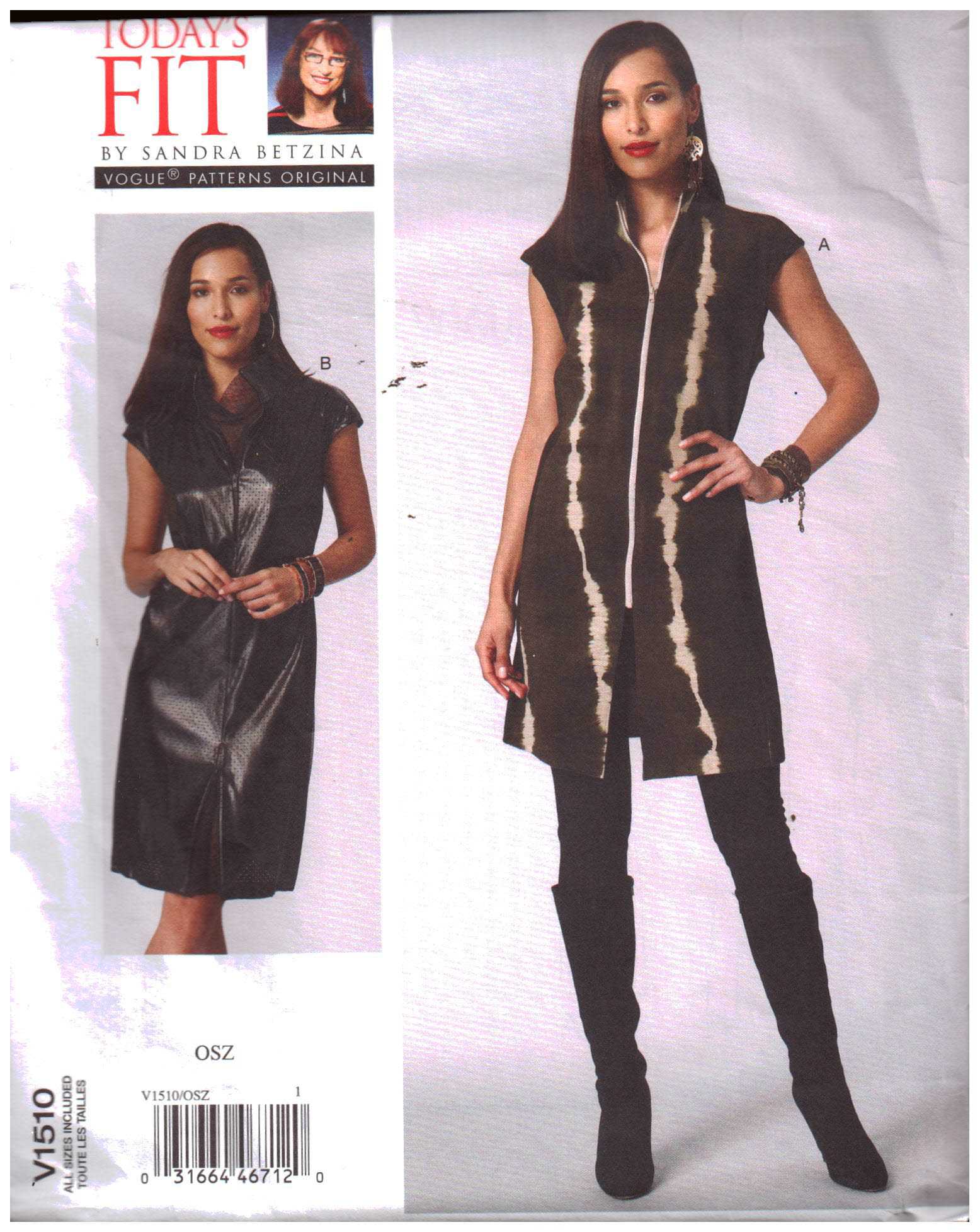 Vogue V1510 Tunic, Dress by Sandra Betzina Size: OSZ Uncut Sewing Pattern