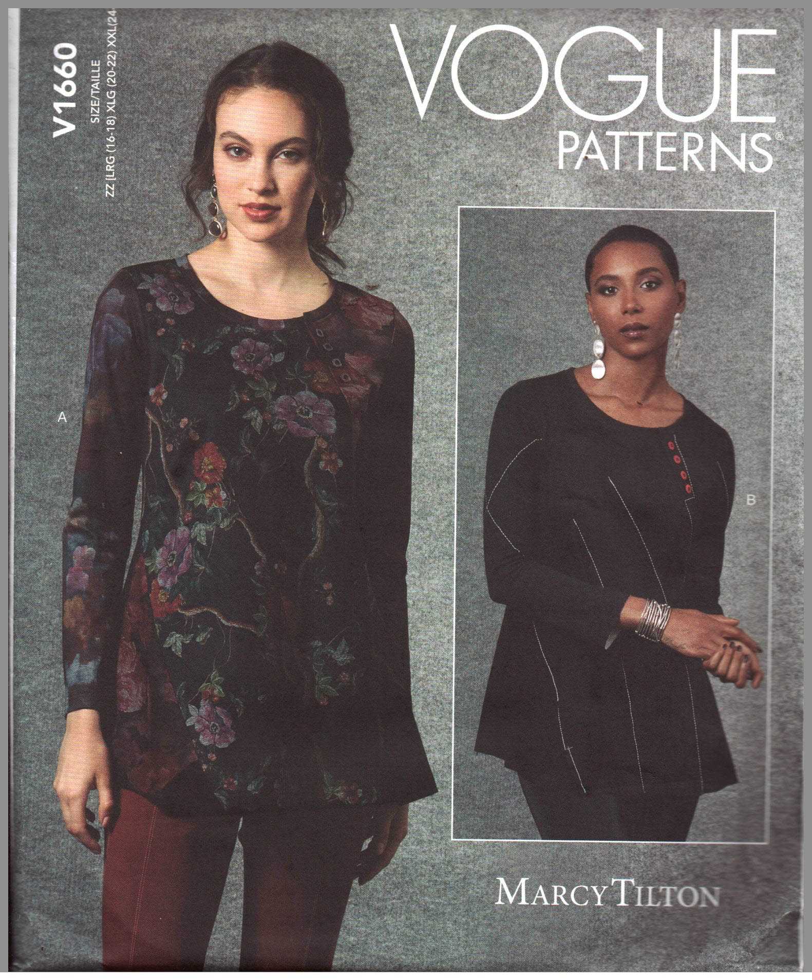 Vogue V1660 Top by Marcy Tilton Size: ZZ (L 16-18) XL (20-22) XXL (24-26) Uncut Sewing Pattern