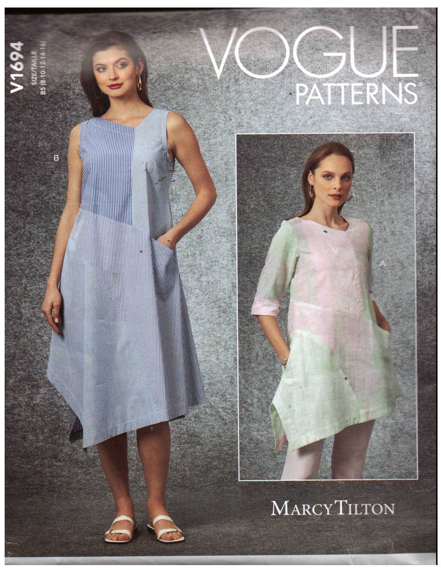 Vogue V1694 Tunic, Dress by Marcy Tilton Size: B5 8-10-12-14-16 Uncut Sewing Pattern