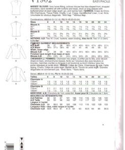 Vogue V1902 Blouse Size: F5 16-18-20-22-24 Uncut Sewing Pattern - Image 2