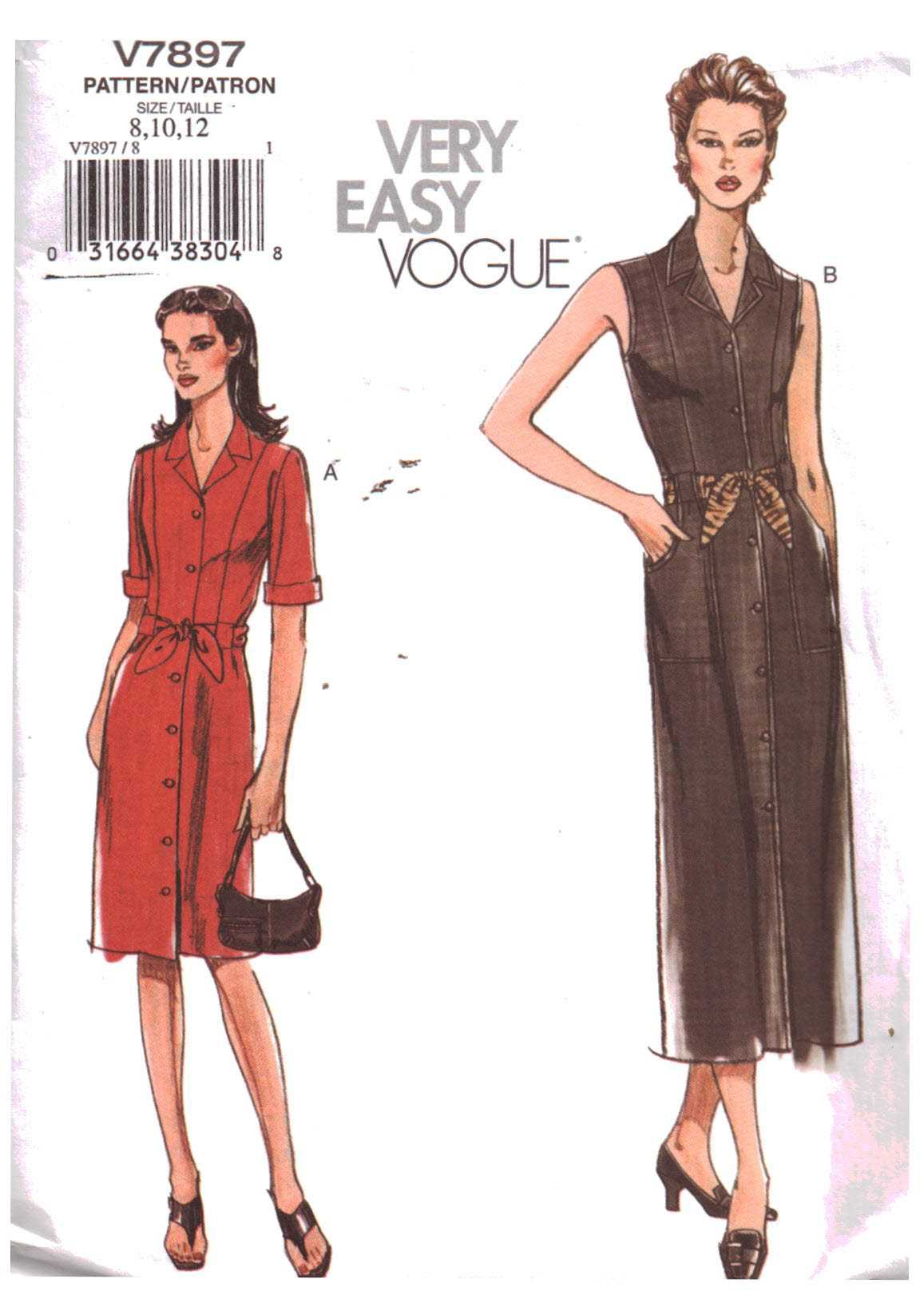 Vogue V7897 Dress Size: 8-10-12 Uncut Sewing Pattern