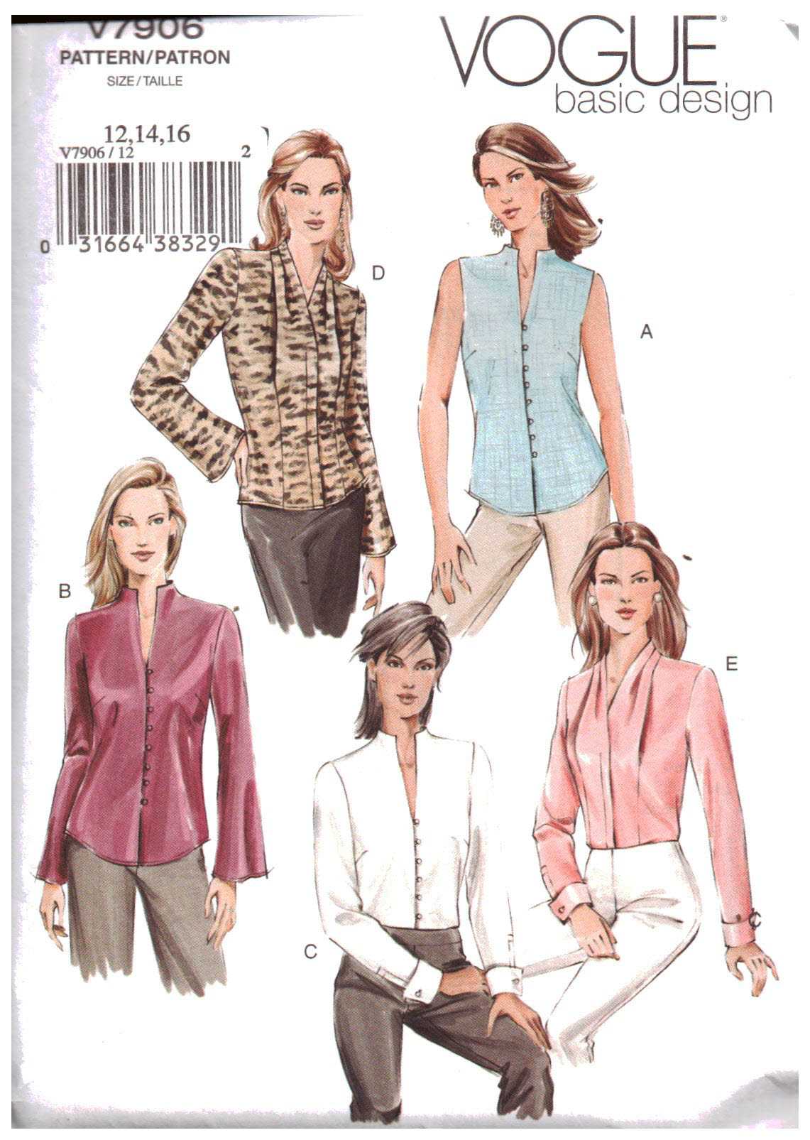 Vogue V7906 Blouses Size: 12-14-16 Uncut Sewing Pattern