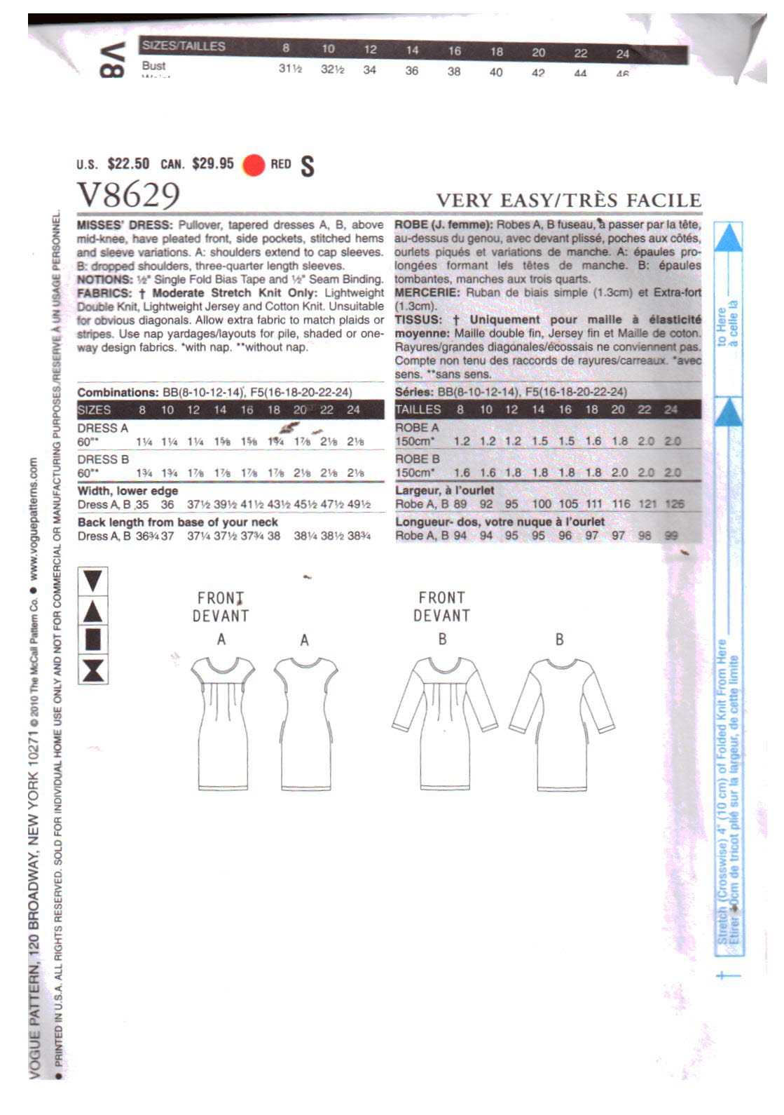 Vogue V8629 Dress Size: F5 16-18-20-22-24 Uncut Sewing Pattern - Image 2
