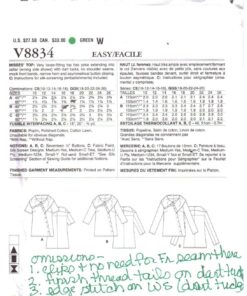Vogue V8834 Top by Katherine Tilton Size: C5 10-12-14-16-18 Uncut Sewing Pattern - Image 2