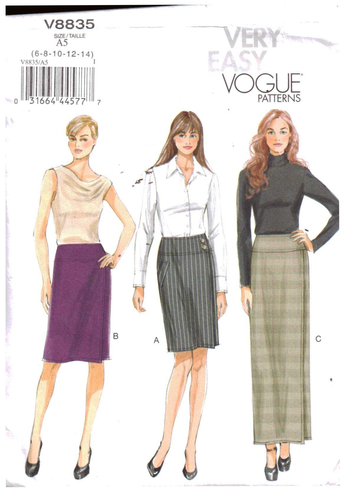Vogue V8835 Skirt Size: A5 6-8-10-12-14 Uncut Sewing Pattern