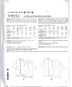 Vogue V8934 Coat by Marcy Tilton Size: Y XS-S-M Used Sewing Pattern - Image 2